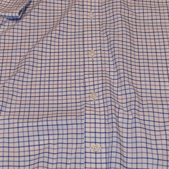 Ralph Lauren Mens Tall Fit 22- 36/37 Blue White Plaid Check Button Down LS Shirt - Picture 3 of 10